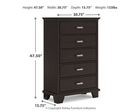 Covetown Dark Brown Full Panel Bedroom Set with Chest and Nightstand - Ornate Home