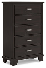 Covetown Dark Brown Queen Panel Bed, Dresser, Mirror, Chest and Nightstand - Ornate Home