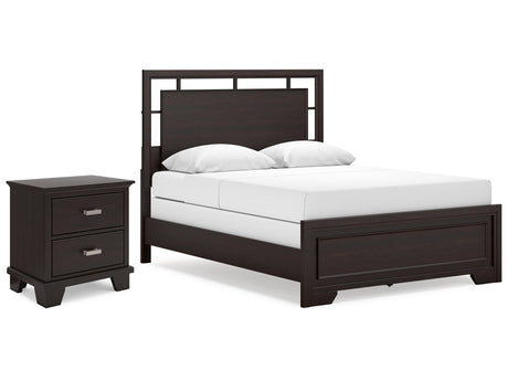 Covetown Dark Brown Queen Panel Bedroom Set with Nightstand - Ornate Home