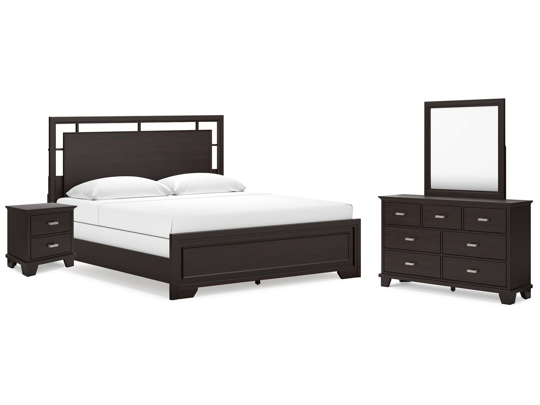 Covetown King Panel Bed, Dresser, Mirror and Nightstand (Online Special Price) - Ornate Home