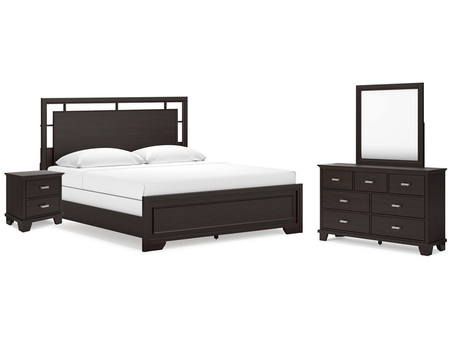 Covetown King Panel Bed, Dresser, Mirror and Nightstand - Ornate Home