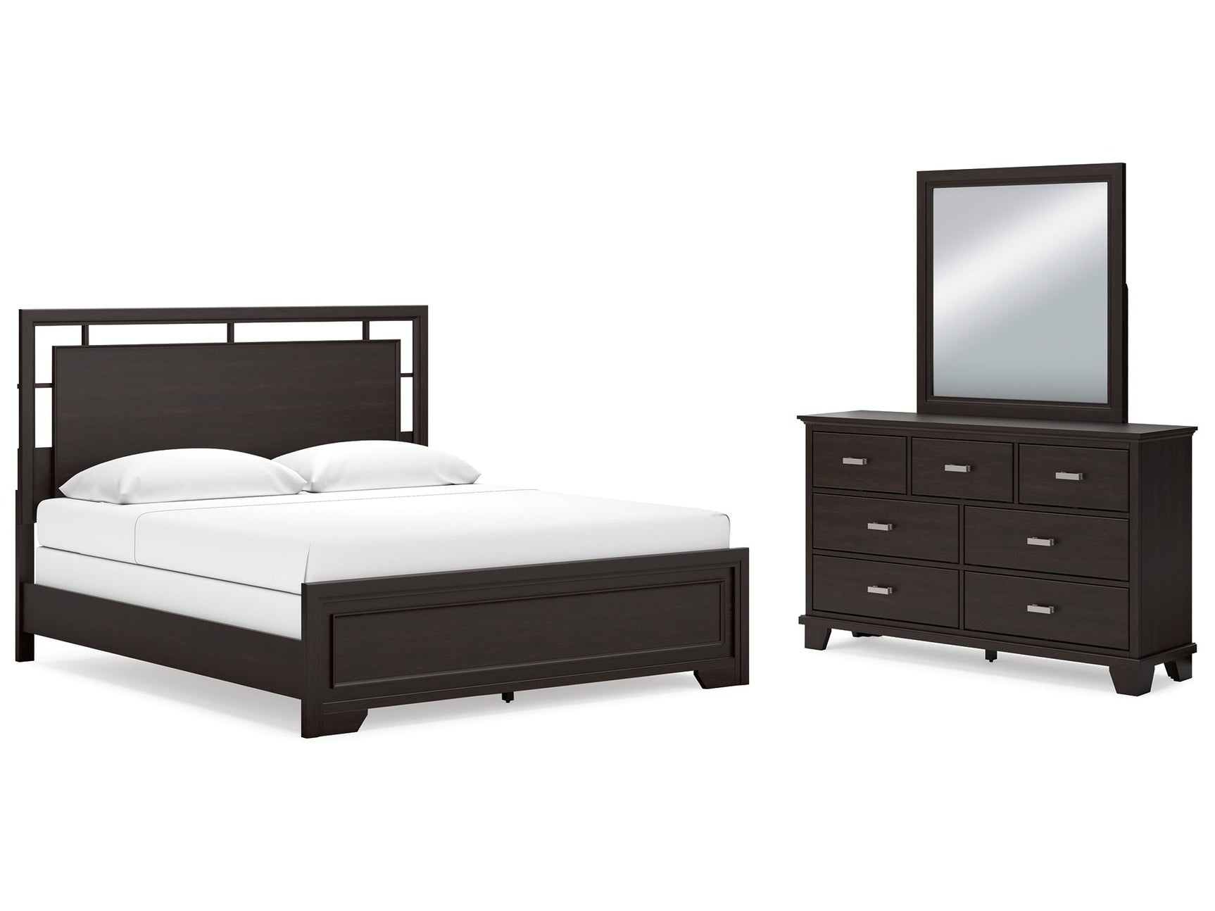 Covetown King Panel Bedroom Set with Dresser and Mirror - Ornate Home