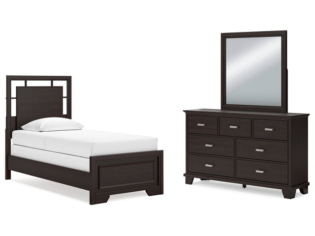 Covetown Twin Panel Bedroom Set with Dresser and Mirror - Ornate Home