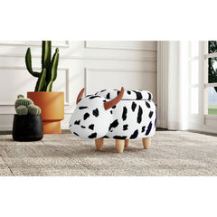 Cow White/Black Storage Stool - Ornate Home