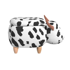Cow White/Black Storage Stool - Ornate Home