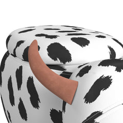 Cow White/Black Storage Stool - Ornate Home