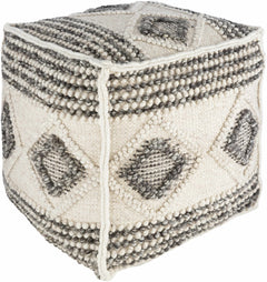 Cowanesque Beige Diamond-Patterned Square Pouf - Ornate Home