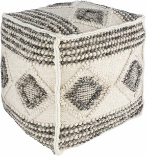 Cowanesque Beige Diamond-Patterned Square Pouf - Ornate Home