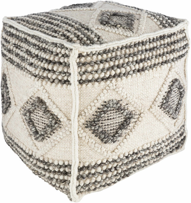 Cowanesque Beige Diamond-Patterned Square Pouf - Ornate Home