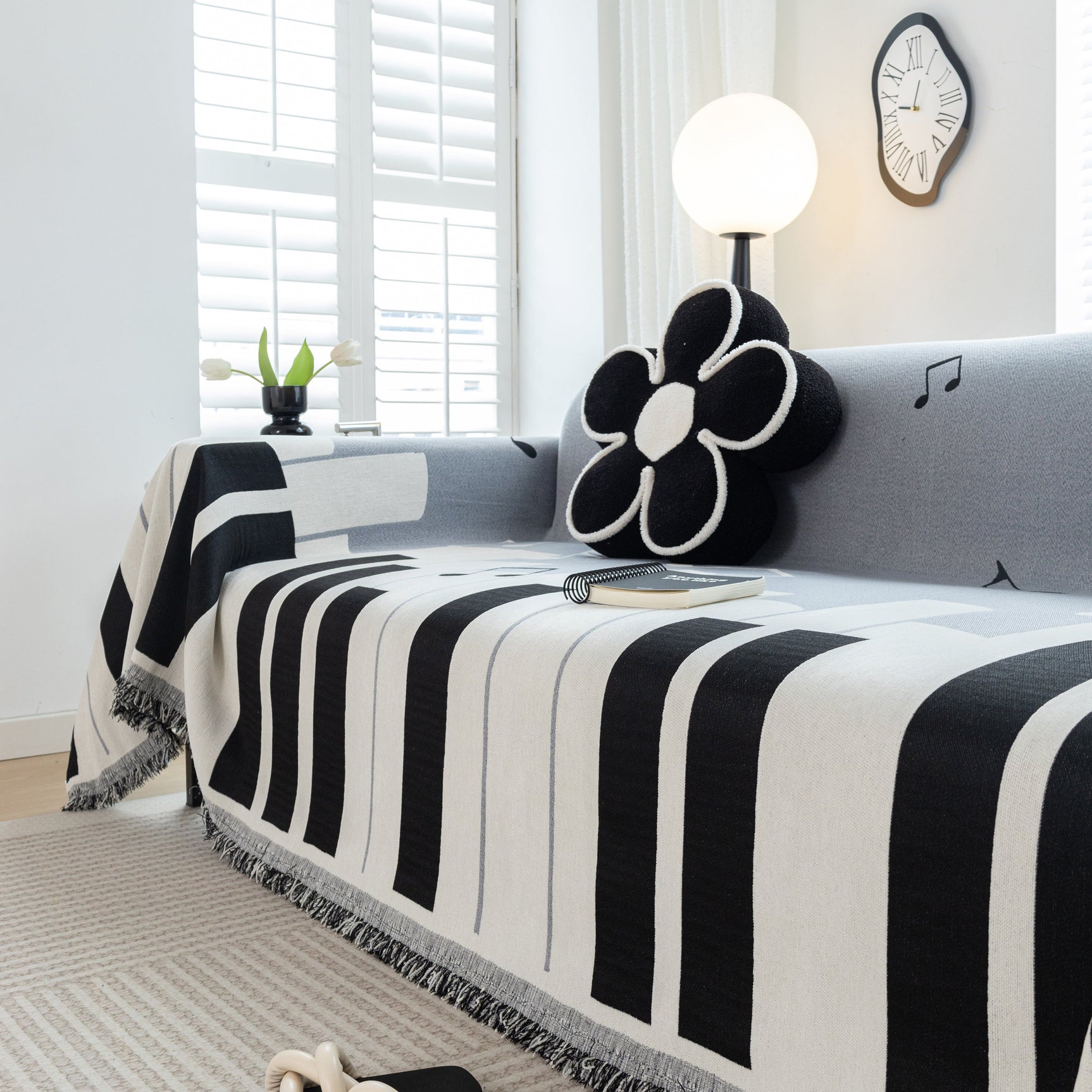 Cozy Chenille Dynamic Notes Sectional Couch Cover Blanket, Perfect Couch Throw Covers for Pets - Ornate Home