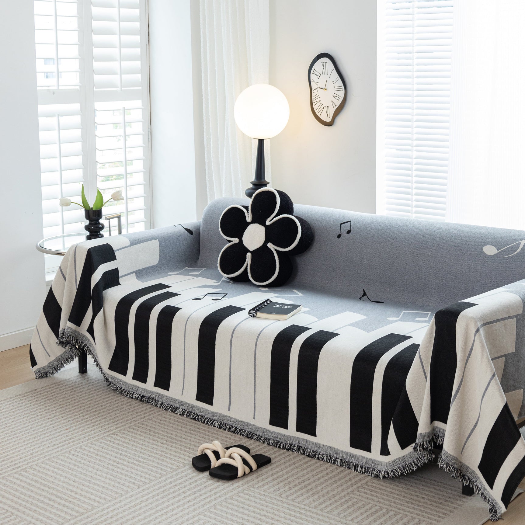 Cozy Chenille Dynamic Notes Sectional Couch Cover Blanket, Perfect Couch Throw Covers for Pets - Ornate Home