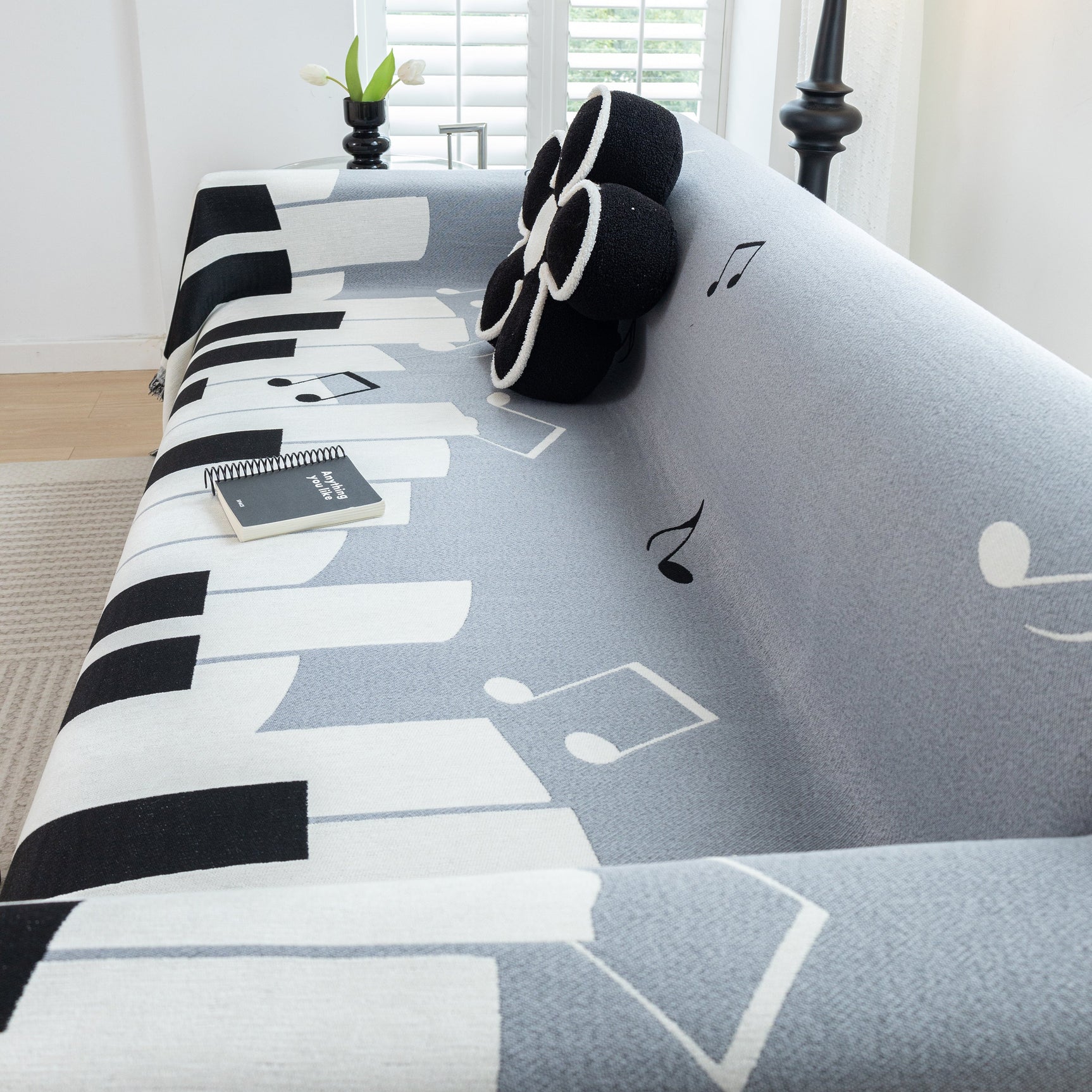Cozy Chenille Dynamic Notes Sectional Couch Cover Blanket, Perfect Couch Throw Covers for Pets - Ornate Home