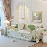 Cozy Couch Throw Blanket with Tassels, Jacquard Leaf Pattern Furniture Protector - Ornate Home