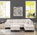 Cozy Cream Velvet RAF Sectional Sofa w/ Storage Ottoman - Ornate Home