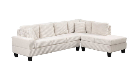 Cozy Cream Velvet RAF Sectional Sofa w/ Storage Ottoman - Ornate Home
