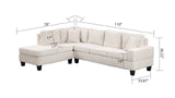 Cozy Cream Velvet RAF Sectional Sofa w/ Storage Ottoman - Ornate Home