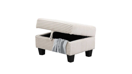 Cozy Cream Velvet RAF Sectional Sofa w/ Storage Ottoman - Ornate Home