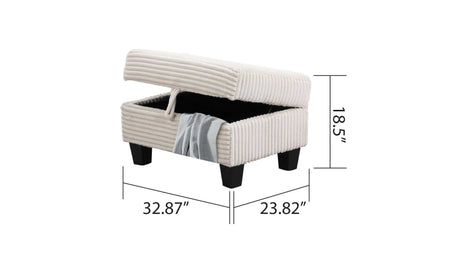 Cozy Cream Velvet RAF Sectional Sofa w/ Storage Ottoman - Ornate Home