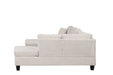 Cozy Cream Velvet RAF Sectional Sofa w/ Storage Ottoman - Ornate Home