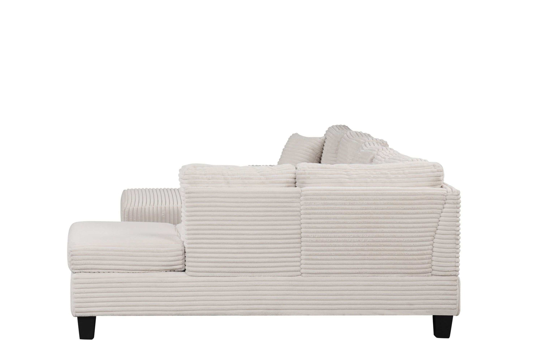 Cozy Cream Velvet RAF Sectional Sofa w/ Storage Ottoman - Ornate Home