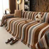 Cozy Decorative Throw Blanket for Couches, Boho Plush Woven Sofa Cover with Stripes - Ornate Home