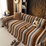Cozy Decorative Throw Blanket for Couches, Boho Plush Woven Sofa Cover with Stripes - Ornate Home