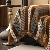 Cozy Decorative Throw Blanket for Couches, Boho Plush Woven Sofa Cover with Stripes - Ornate Home