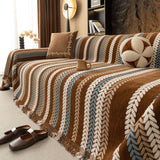 Cozy Decorative Throw Blanket for Couches, Boho Plush Woven Sofa Cover with Stripes - Ornate Home