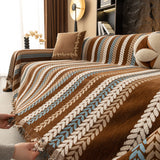 Cozy Decorative Throw Blanket for Couches, Boho Plush Woven Sofa Cover with Stripes - Ornate Home