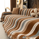 Cozy Decorative Throw Blanket for Couches, Boho Plush Woven Sofa Cover with Stripes - Ornate Home