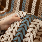 Cozy Decorative Throw Blanket for Couches, Boho Plush Woven Sofa Cover with Stripes - Ornate Home