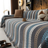 Cozy Decorative Throw Blanket for Couches, Boho Plush Woven Sofa Cover with Stripes - Ornate Home