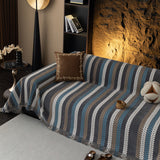 Cozy Decorative Throw Blanket for Couches, Boho Plush Woven Sofa Cover with Stripes - Ornate Home
