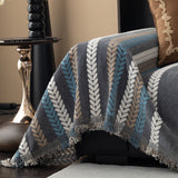 Cozy Decorative Throw Blanket for Couches, Boho Plush Woven Sofa Cover with Stripes - Ornate Home