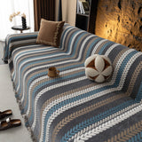 Cozy Decorative Throw Blanket for Couches, Boho Plush Woven Sofa Cover with Stripes - Ornate Home