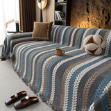 Cozy Decorative Throw Blanket for Couches, Boho Plush Woven Sofa Cover with Stripes - Ornate Home