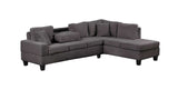 Cozy Gray Velvet RAF Sectional Sofa w/ Storage Ottoman - Ornate Home