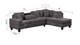 Cozy Gray Velvet RAF Sectional Sofa w/ Storage Ottoman - Ornate Home