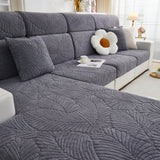 Cozy Plush Coral Fleece Sofa Cushion Slipcovers, Stretch Leaves Cushion Covers, Furniture Slipcovers - Ornate Home