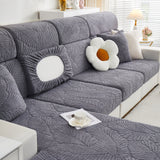 Cozy Plush Coral Fleece Sofa Cushion Slipcovers, Stretch Leaves Cushion Covers, Furniture Slipcovers - Ornate Home