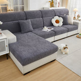 Cozy Plush Coral Fleece Sofa Cushion Slipcovers, Stretch Leaves Cushion Covers, Furniture Slipcovers - Ornate Home