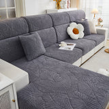 Cozy Plush Coral Fleece Sofa Cushion Slipcovers, Stretch Leaves Cushion Covers, Furniture Slipcovers - Ornate Home