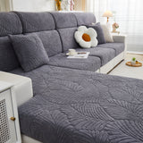 Cozy Plush Coral Fleece Sofa Cushion Slipcovers, Stretch Leaves Cushion Covers, Furniture Slipcovers - Ornate Home