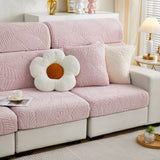 Cozy Plush Coral Fleece Sofa Cushion Slipcovers, Stretch Leaves Cushion Covers, Furniture Slipcovers - Ornate Home