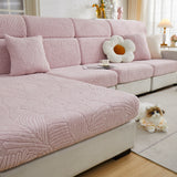 Cozy Plush Coral Fleece Sofa Cushion Slipcovers, Stretch Leaves Cushion Covers, Furniture Slipcovers - Ornate Home