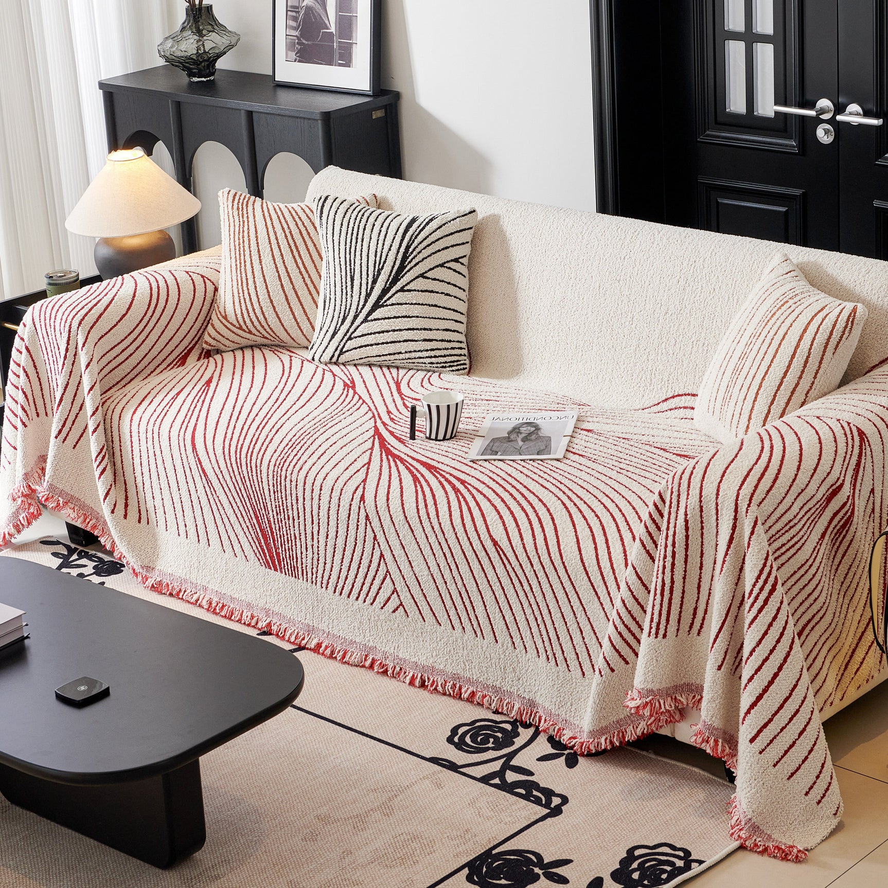 Cozy Striped Sofa Throw Blanket L Shaped Sectional Couch Covers Luxury Throws for Sofas - Ornate Home