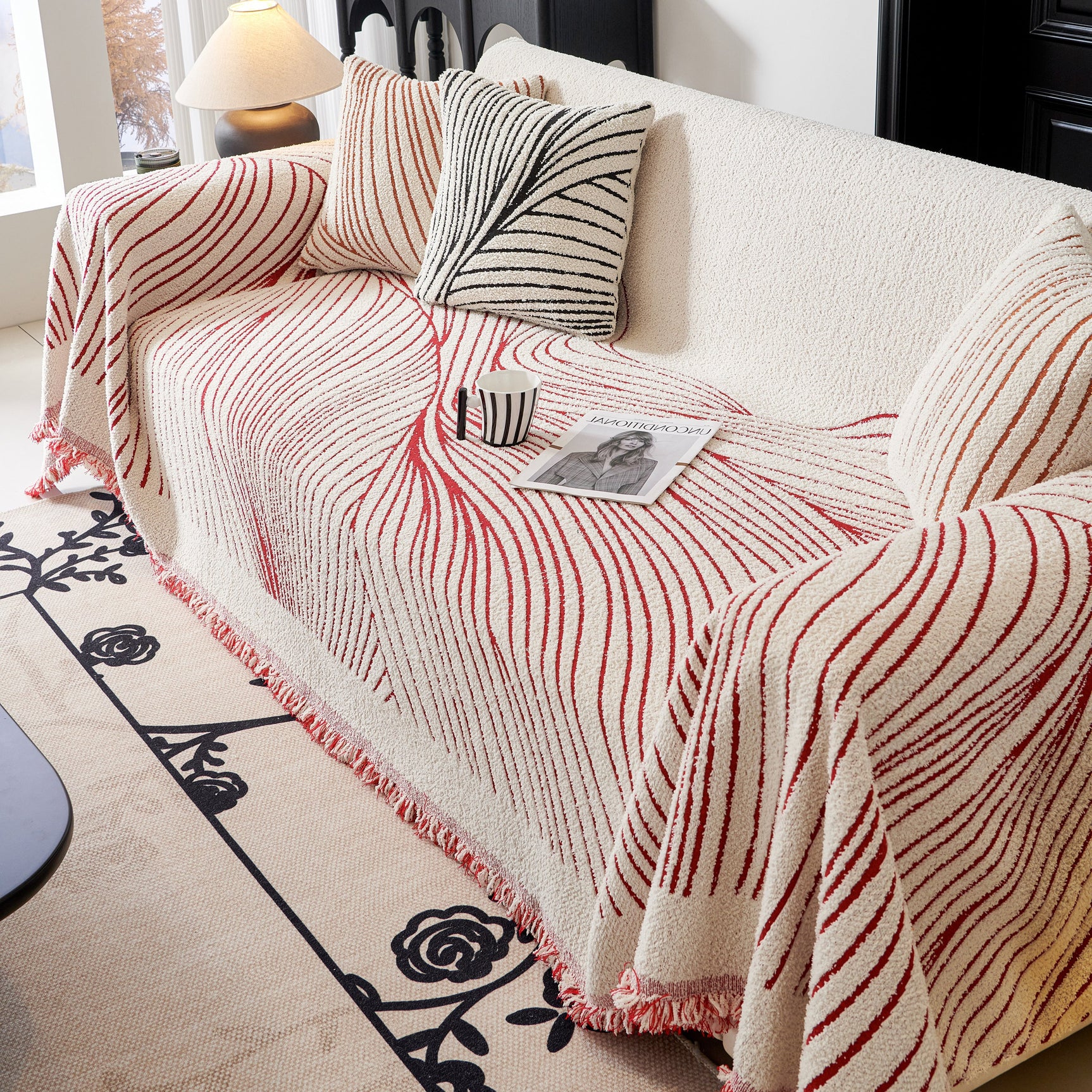 Cozy Striped Sofa Throw Blanket L Shaped Sectional Couch Covers Luxury Throws for Sofas - Ornate Home