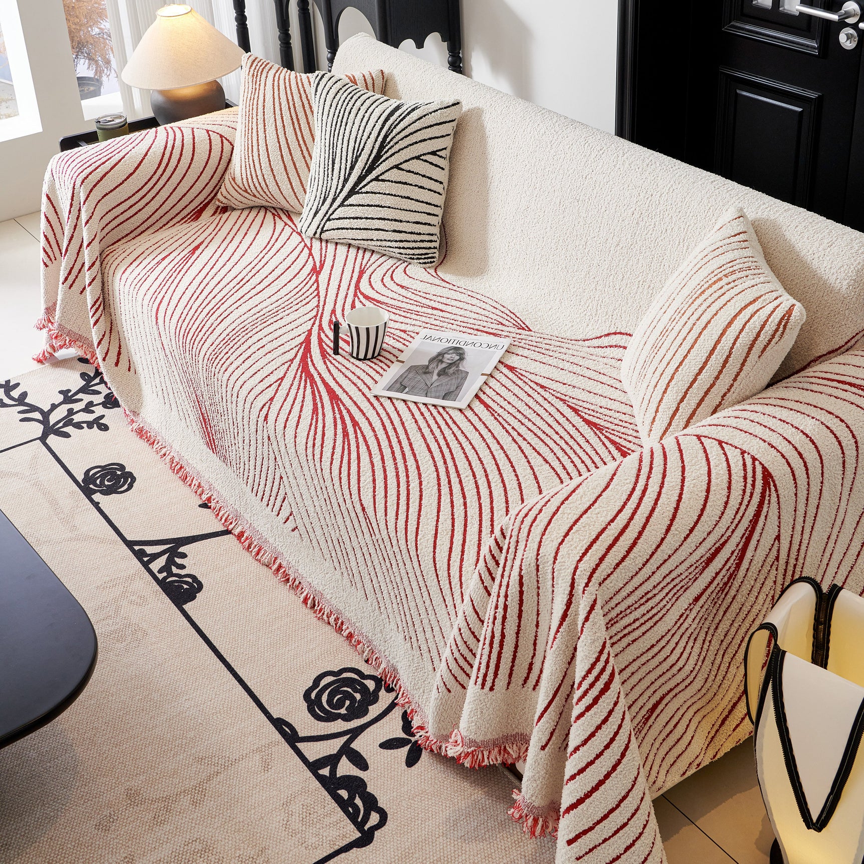 Cozy Striped Sofa Throw Blanket L Shaped Sectional Couch Covers Luxury Throws for Sofas - Ornate Home