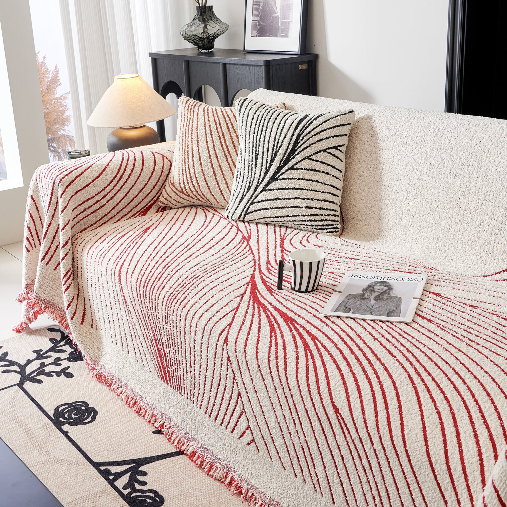 Cozy Striped Sofa Throw Blanket L Shaped Sectional Couch Covers Luxury Throws for Sofas - Ornate Home