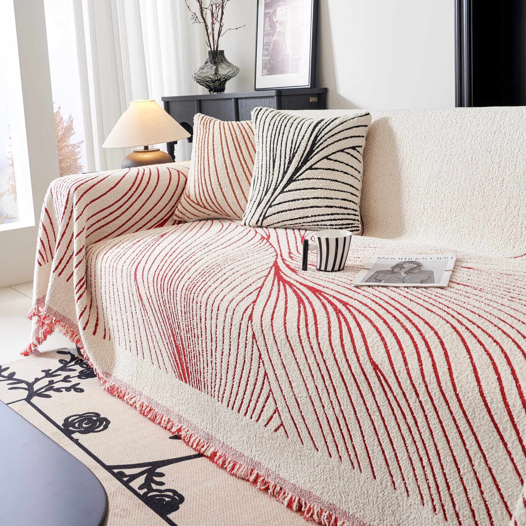 Cozy Striped Sofa Throw Blanket L Shaped Sectional Couch Covers Luxury Throws for Sofas - Ornate Home